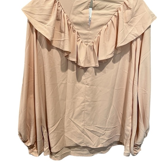 NWT Beige/Cream Cottagecore Prairiecore Long Sleeve Ruffle Western Blouse 2XL - Picture 5 of 7